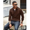 image:imageCOOFANDY Mens Quarter Zip Up Pullover Mock Neck Long Sleeve Sweater Casual Corduroy Polo SweatshirtDark Brown