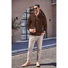 image:imageCOOFANDY Mens Quarter Zip Up Pullover Mock Neck Long Sleeve Sweater Casual Corduroy Polo SweatshirtDark Brown