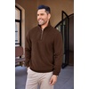 image:imageCOOFANDY Mens Quarter Zip Up Pullover Mock Neck Long Sleeve Sweater Casual Corduroy Polo SweatshirtDark Brown