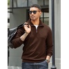 image:imageCOOFANDY Mens Quarter Zip Up Pullover Mock Neck Long Sleeve Sweater Casual Corduroy Polo SweatshirtDark Brown