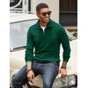 image:imageCOOFANDY Mens Quarter Zip Up Pullover Mock Neck Long Sleeve Sweater Casual Corduroy Polo SweatshirtDark Green