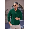 image:imageCOOFANDY Mens Quarter Zip Up Pullover Mock Neck Long Sleeve Sweater Casual Corduroy Polo SweatshirtDark Green