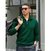 image:imageCOOFANDY Mens Quarter Zip Up Pullover Mock Neck Long Sleeve Sweater Casual Corduroy Polo SweatshirtDark Green