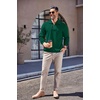 image:imageCOOFANDY Mens Quarter Zip Up Pullover Mock Neck Long Sleeve Sweater Casual Corduroy Polo SweatshirtDark Green