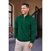image:imageCOOFANDY Mens Quarter Zip Up Pullover Mock Neck Long Sleeve Sweater Casual Corduroy Polo SweatshirtDark Green