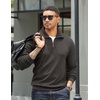 image:imageCOOFANDY Mens Quarter Zip Up Pullover Mock Neck Long Sleeve Sweater Casual Corduroy Polo SweatshirtDark Grey