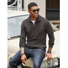 image:imageCOOFANDY Mens Quarter Zip Up Pullover Mock Neck Long Sleeve Sweater Casual Corduroy Polo SweatshirtDark Grey