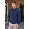 image:imageCOOFANDY Mens Quarter Zip Up Pullover Mock Neck Long Sleeve Sweater Casual Corduroy Polo SweatshirtDeep Blue