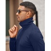 image:imageCOOFANDY Mens Quarter Zip Up Pullover Mock Neck Long Sleeve Sweater Casual Corduroy Polo SweatshirtDeep Blue