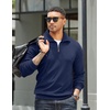 image:imageCOOFANDY Mens Quarter Zip Up Pullover Mock Neck Long Sleeve Sweater Casual Corduroy Polo SweatshirtDeep Blue