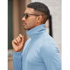 image:imageCOOFANDY Mens Quarter Zip Up Pullover Mock Neck Long Sleeve Sweater Casual Corduroy Polo SweatshirtDenim Blue