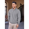 image:imageCOOFANDY Mens Quarter Zip Up Pullover Mock Neck Long Sleeve Sweater Casual Corduroy Polo SweatshirtGrey