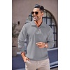image:imageCOOFANDY Mens Quarter Zip Up Pullover Mock Neck Long Sleeve Sweater Casual Corduroy Polo SweatshirtGrey