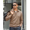 image:imageCOOFANDY Mens Quarter Zip Up Pullover Mock Neck Long Sleeve Sweater Casual Corduroy Polo SweatshirtKhaki