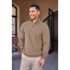 image:imageCOOFANDY Mens Quarter Zip Up Pullover Mock Neck Long Sleeve Sweater Casual Corduroy Polo SweatshirtKhaki