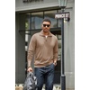 image:imageCOOFANDY Mens Quarter Zip Up Pullover Mock Neck Long Sleeve Sweater Casual Corduroy Polo SweatshirtKhaki
