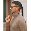 image:imageCOOFANDY Mens Quarter Zip Up Pullover Mock Neck Long Sleeve Sweater Casual Corduroy Polo SweatshirtKhaki