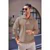 image:imageCOOFANDY Mens Quarter Zip Up Pullover Mock Neck Long Sleeve Sweater Casual Corduroy Polo SweatshirtKhaki
