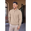 image:imageCOOFANDY Mens Quarter Zip Up Pullover Mock Neck Long Sleeve Sweater Casual Corduroy Polo SweatshirtLight Khaki