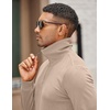 image:imageCOOFANDY Mens Quarter Zip Up Pullover Mock Neck Long Sleeve Sweater Casual Corduroy Polo SweatshirtLight Khaki