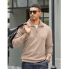 image:imageCOOFANDY Mens Quarter Zip Up Pullover Mock Neck Long Sleeve Sweater Casual Corduroy Polo SweatshirtLight Khaki