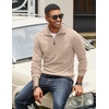 image:imageCOOFANDY Mens Quarter Zip Up Pullover Mock Neck Long Sleeve Sweater Casual Corduroy Polo SweatshirtLight Khaki