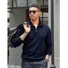 image:imageCOOFANDY Mens Quarter Zip Up Pullover Mock Neck Long Sleeve Sweater Casual Corduroy Polo SweatshirtNavy Blue