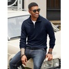 image:imageCOOFANDY Mens Quarter Zip Up Pullover Mock Neck Long Sleeve Sweater Casual Corduroy Polo SweatshirtNavy Blue