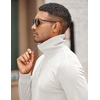 image:imageCOOFANDY Mens Quarter Zip Up Pullover Mock Neck Long Sleeve Sweater Casual Corduroy Polo SweatshirtWhite
