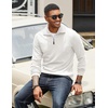 image:imageCOOFANDY Mens Quarter Zip Up Pullover Mock Neck Long Sleeve Sweater Casual Corduroy Polo SweatshirtWhite