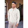 image:imageCOOFANDY Mens Quarter Zip Up Pullover Mock Neck Long Sleeve Sweater Casual Corduroy Polo SweatshirtWhite