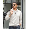 image:imageCOOFANDY Mens Quarter Zip Up Pullover Mock Neck Long Sleeve Sweater Casual Corduroy Polo SweatshirtWhite