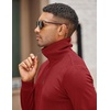 image:imageCOOFANDY Mens Quarter Zip Up Pullover Mock Neck Long Sleeve Sweater Casual Corduroy Polo SweatshirtWine Red