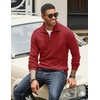 image:imageCOOFANDY Mens Quarter Zip Up Pullover Mock Neck Long Sleeve Sweater Casual Corduroy Polo SweatshirtWine Red