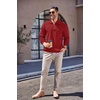image:imageCOOFANDY Mens Quarter Zip Up Pullover Mock Neck Long Sleeve Sweater Casual Corduroy Polo SweatshirtWine Red