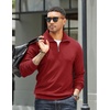 image:imageCOOFANDY Mens Quarter Zip Up Pullover Mock Neck Long Sleeve Sweater Casual Corduroy Polo SweatshirtWine Red