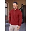 image:imageCOOFANDY Mens Quarter Zip Up Pullover Mock Neck Long Sleeve Sweater Casual Corduroy Polo SweatshirtWine Red
