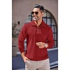image:imageCOOFANDY Mens Quarter Zip Up Pullover Mock Neck Long Sleeve Sweater Casual Corduroy Polo SweatshirtWine Red