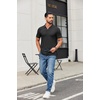 image:imageCOOFANDY Mens Ribbed Polo Shirts Short Sleeve V Neck Slim Fit Polo TShirt Casual Summer Collared Golf ShirtAblack