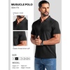 image:imageCOOFANDY Mens Ribbed Polo Shirts Short Sleeve V Neck Slim Fit Polo TShirt Casual Summer Collared Golf ShirtAblack