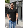 image:imageCOOFANDY Mens Ribbed Polo Shirts Short Sleeve V Neck Slim Fit Polo TShirt Casual Summer Collared Golf ShirtAblack