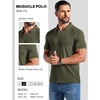image:imageCOOFANDY Mens Ribbed Polo Shirts Short Sleeve V Neck Slim Fit Polo TShirt Casual Summer Collared Golf ShirtArmy Green