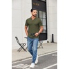 image:imageCOOFANDY Mens Ribbed Polo Shirts Short Sleeve V Neck Slim Fit Polo TShirt Casual Summer Collared Golf ShirtArmy Green