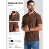 image:imageCOOFANDY Mens Ribbed Polo Shirts Short Sleeve V Neck Slim Fit Polo TShirt Casual Summer Collared Golf ShirtBrown