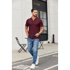 image:imageCOOFANDY Mens Ribbed Polo Shirts Short Sleeve V Neck Slim Fit Polo TShirt Casual Summer Collared Golf ShirtDark Red