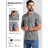 image:imageCOOFANDY Mens Ribbed Polo Shirts Short Sleeve V Neck Slim Fit Polo TShirt Casual Summer Collared Golf ShirtGray