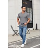 image:imageCOOFANDY Mens Ribbed Polo Shirts Short Sleeve V Neck Slim Fit Polo TShirt Casual Summer Collared Golf ShirtGray