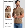 image:imageCOOFANDY Mens Ribbed Polo Shirts Short Sleeve V Neck Slim Fit Polo TShirt Casual Summer Collared Golf ShirtKhaki