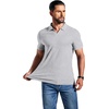 image:imageCOOFANDY Mens Ribbed Polo Shirts Short Sleeve V Neck Slim Fit Polo TShirt Casual Summer Collared Golf ShirtLight Grey