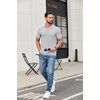 image:imageCOOFANDY Mens Ribbed Polo Shirts Short Sleeve V Neck Slim Fit Polo TShirt Casual Summer Collared Golf ShirtLight Grey